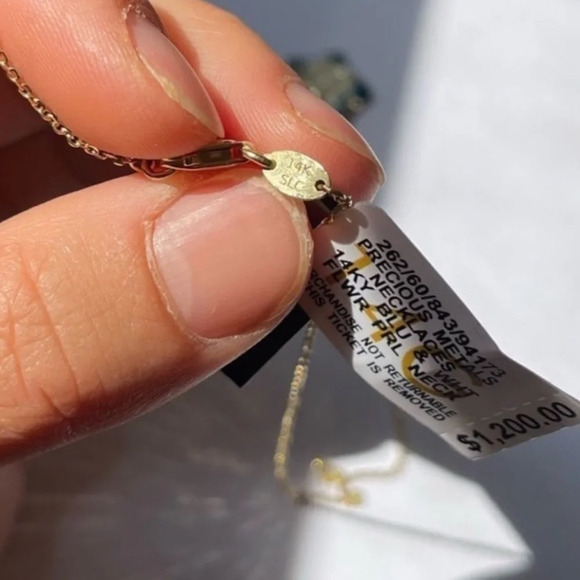 Blue&White Flower 14K Gold Made in Italy Necklace - Picture 5 of 6